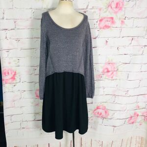 🔥5 for $25 sale🔥 lane Bryant gray metallic faux layered sweater tunic dress